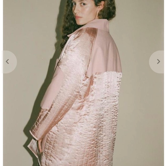 Michons Marigot Pink Satin Canvas Barn Coat Chore Jacket - Picture 3 of 12